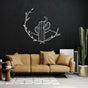 White Cactus and Moon Metal Wall Art in a living room