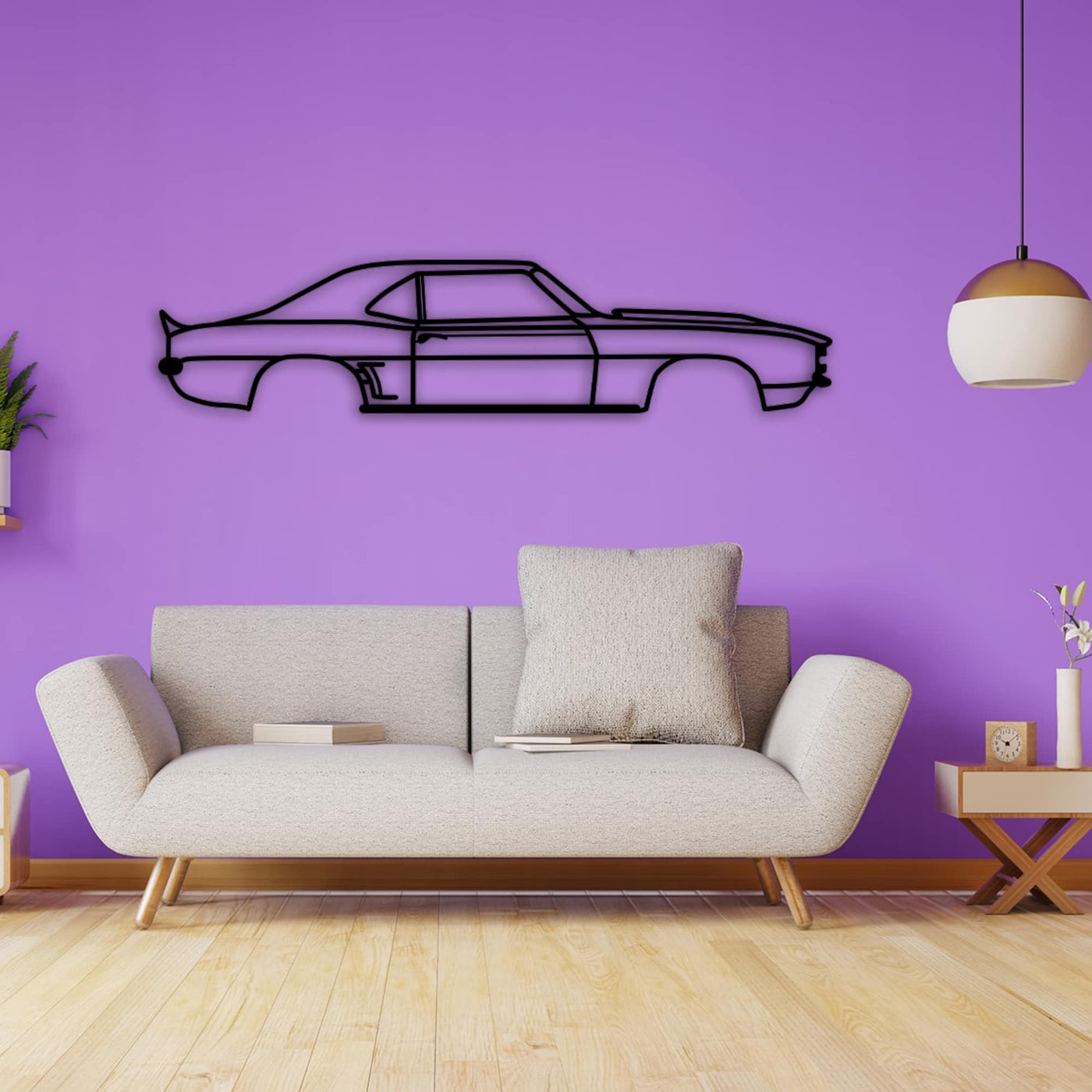 camaro 1969 car silhouette pink wall