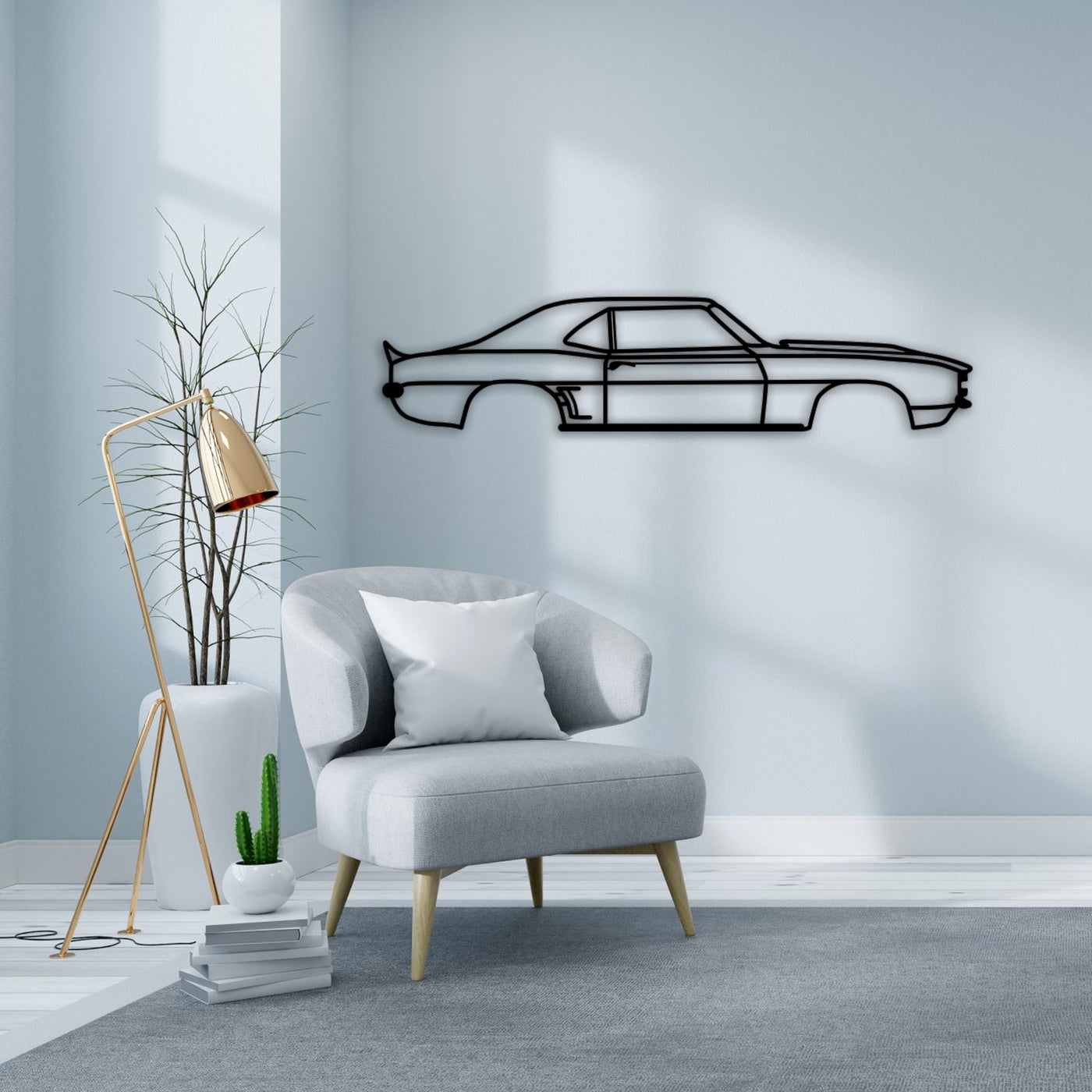 camaro 1969 car silhouette with chair