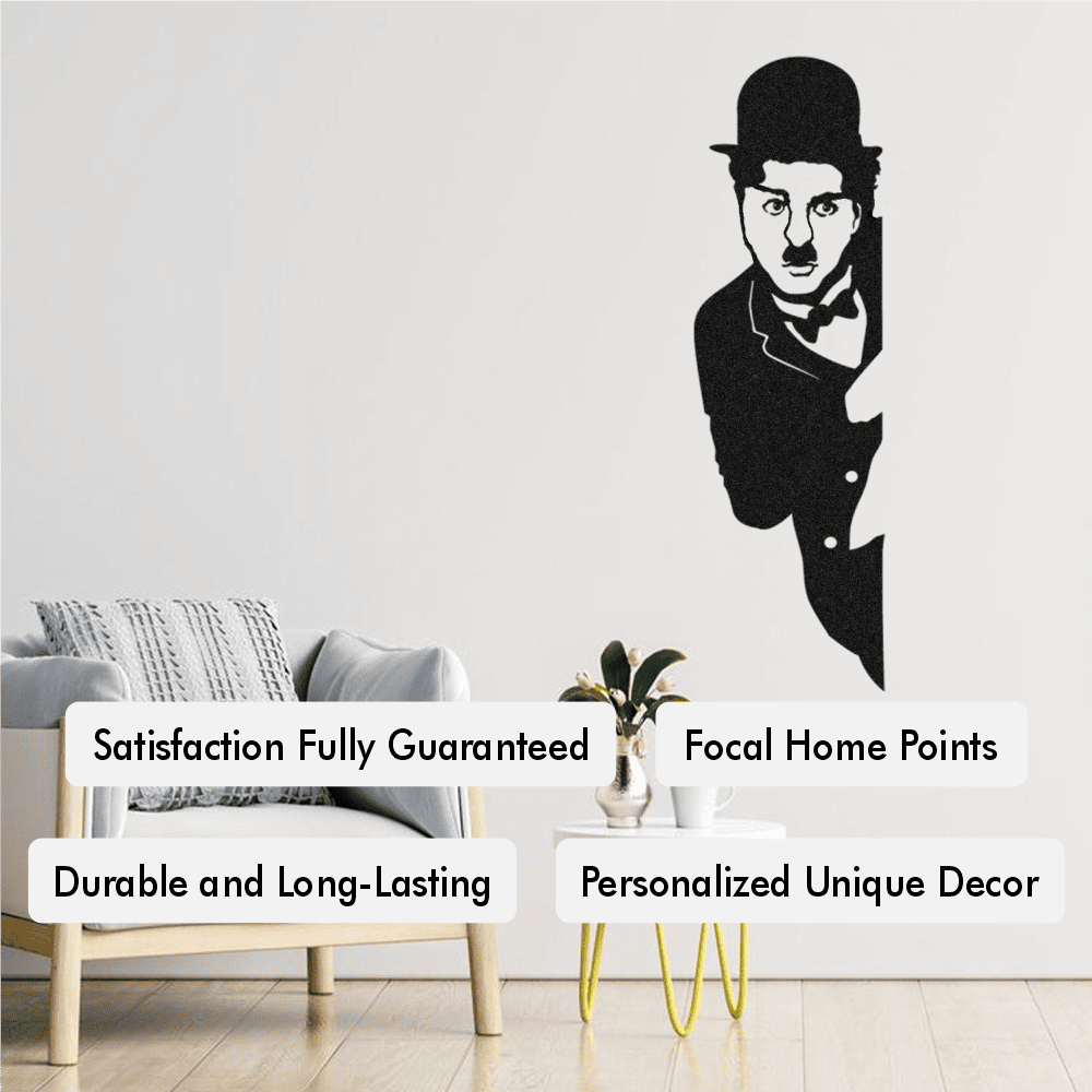 Charlie Chaplin Metal Wall Art in a living room