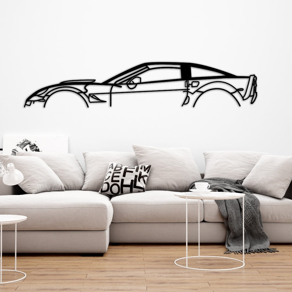 chevrolet corvette car silhouette with white wall