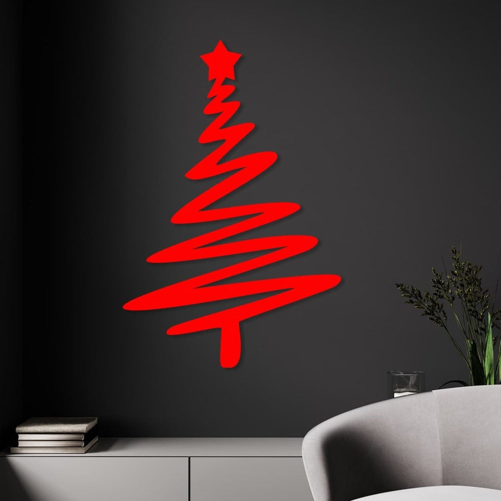 Christmas Tree with Star Metal Wall Art