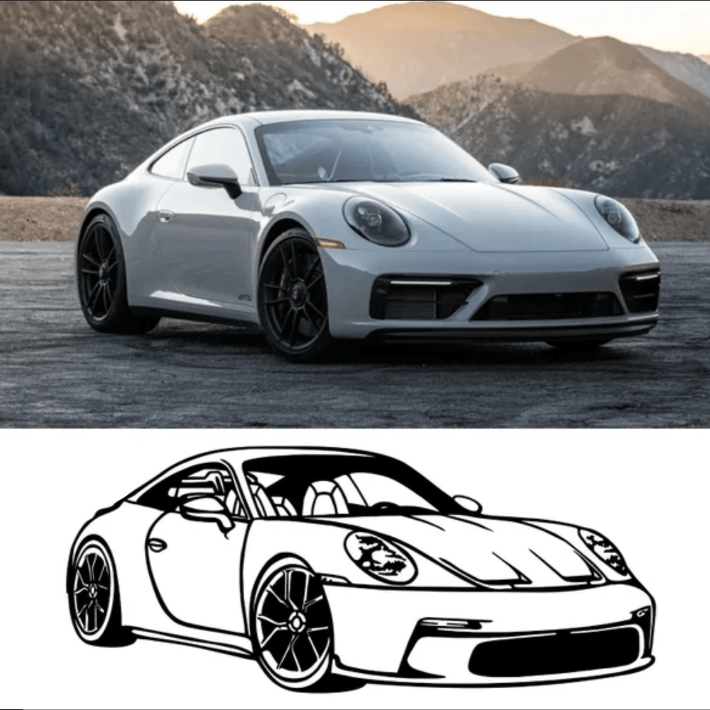 Custom Car Silhouette Metal Wall Art made from a customer car photo