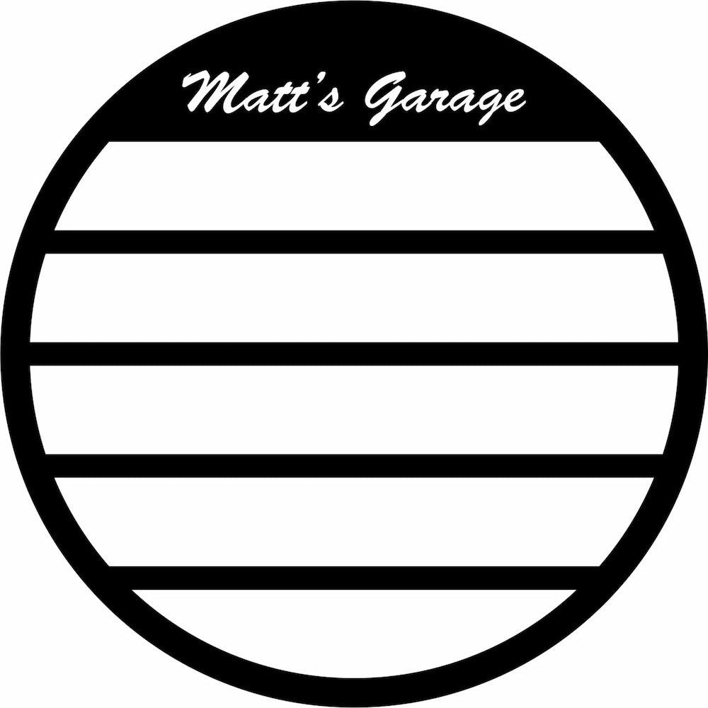 Round metal display shelf for 1/64 model cars with custom nameplate