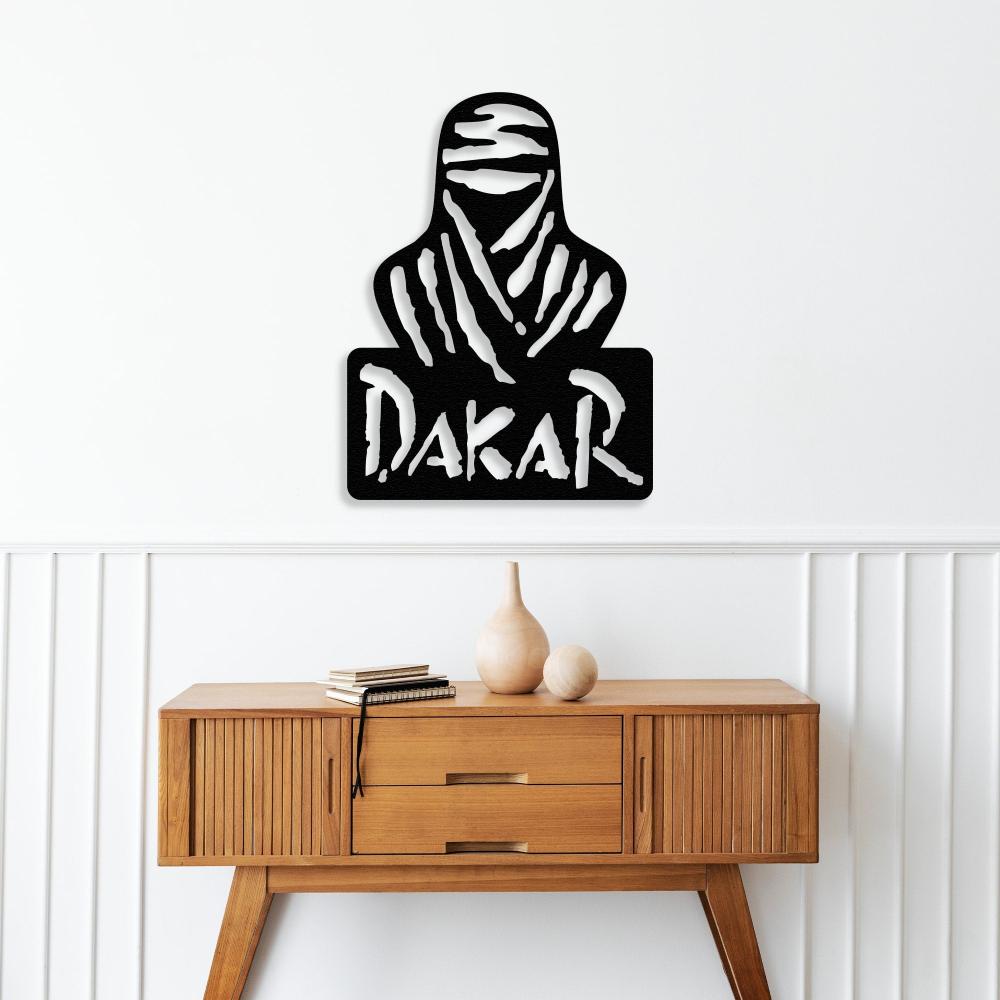 Black Dakar Rally Desert Metal Wall Art