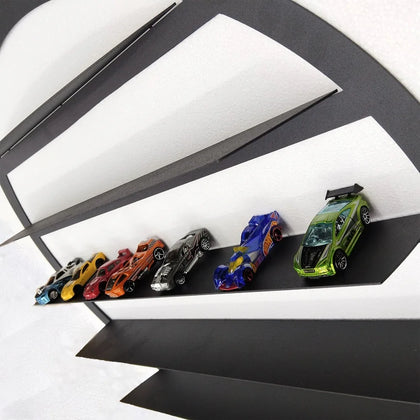 Decorative modern metal car shelf with customizable nameplate