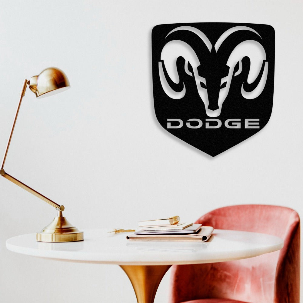 Dodge Car Logo Metal Wall Art in an office