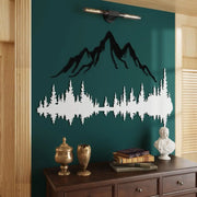 White Mountain and Forest Metal Wall Art
