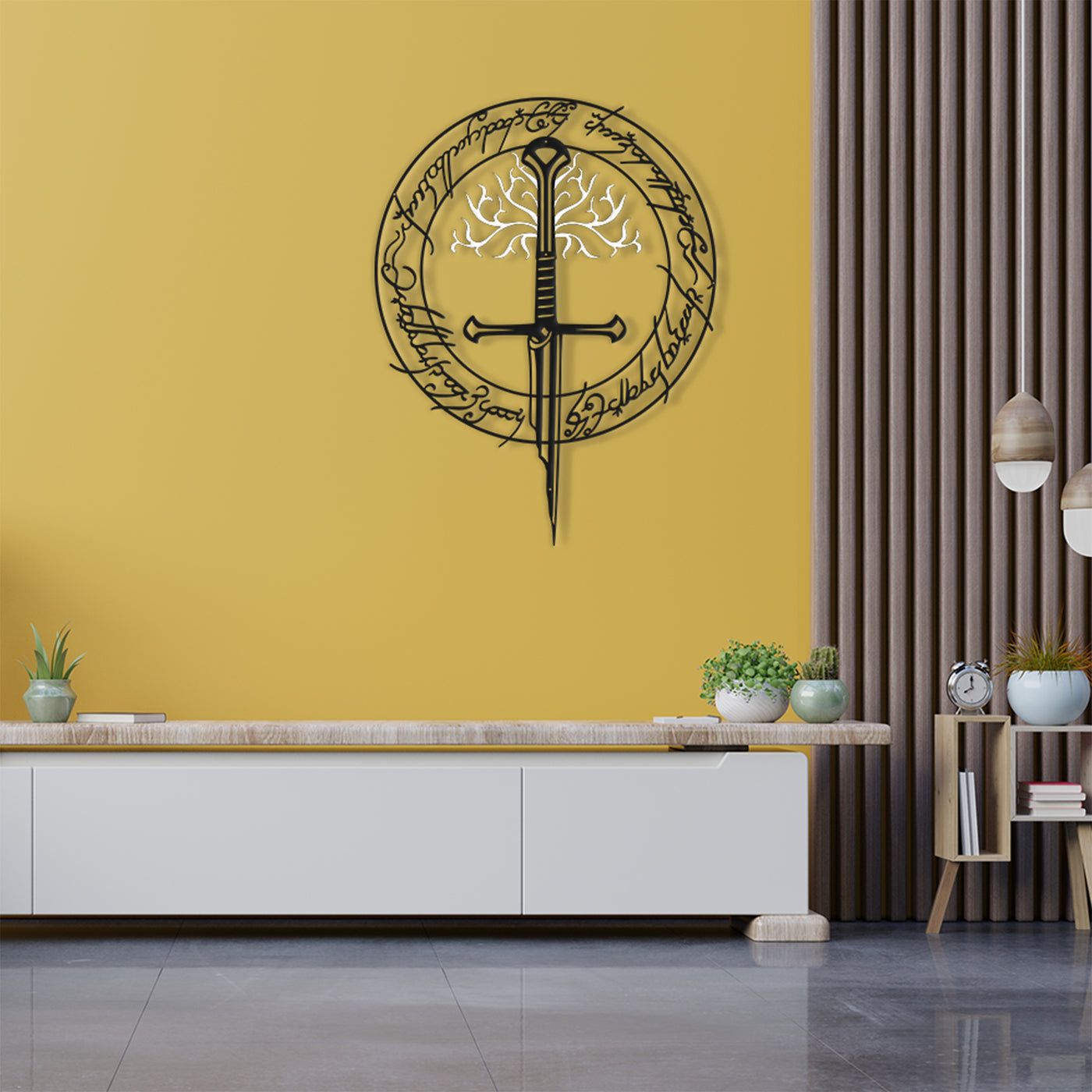 Epic Narsil sword wall art displayed as fantasy room decor.