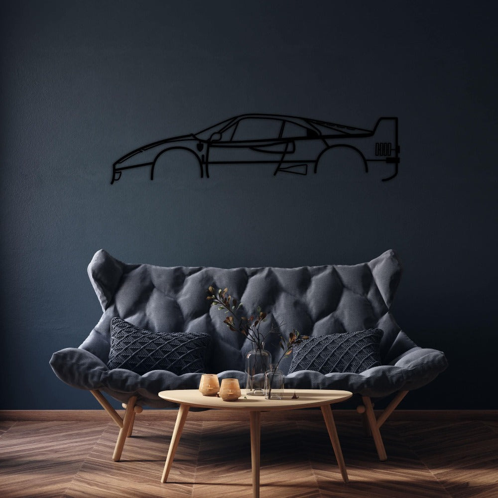 Ferrari F40 Car Silhouette Metal Wall Art