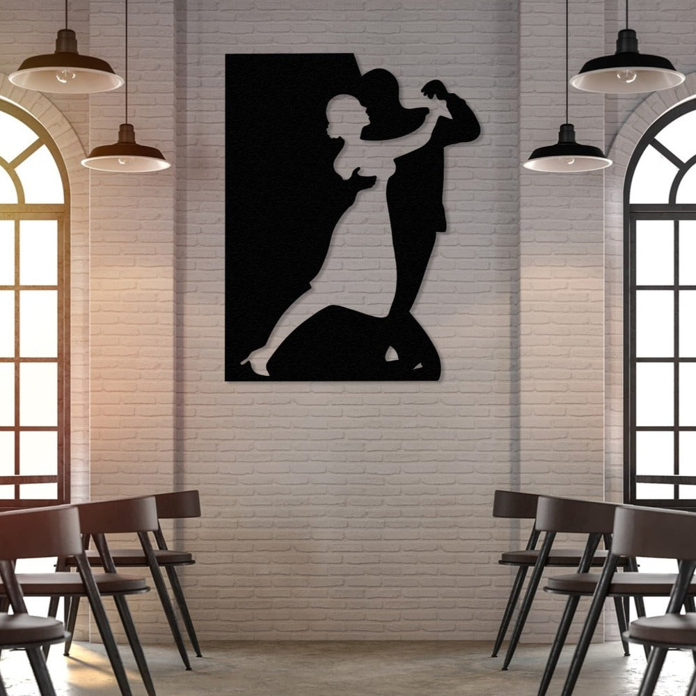 Black First Tango Couple Metal Wall Art