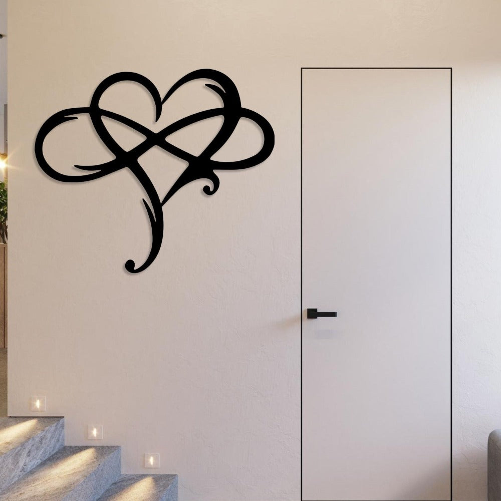 Black Infinity Heart Metal Wall Art
