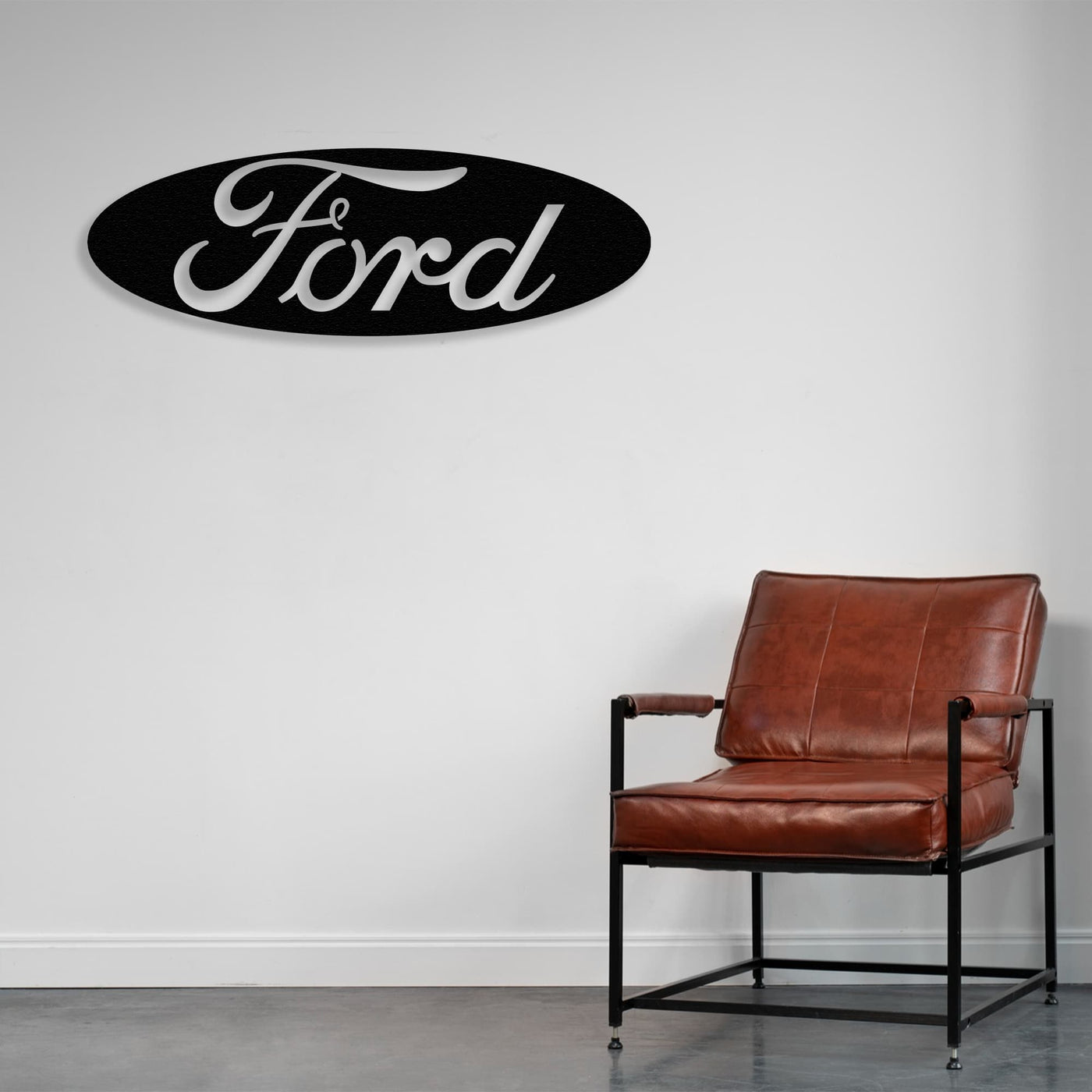 Ford Logo Metal Wall Art in an office
