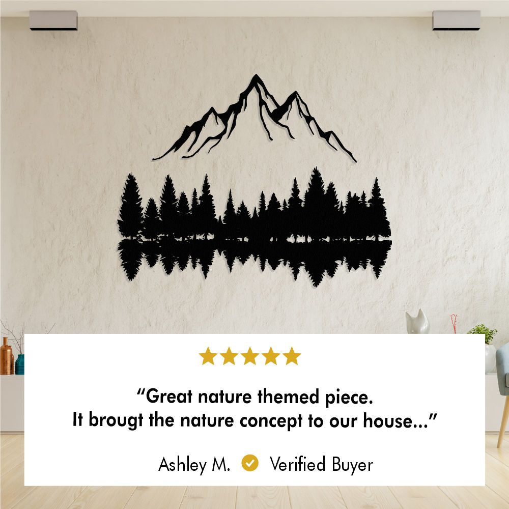 Customer photo of Mountain Peaks and Trees Metal Wall Art