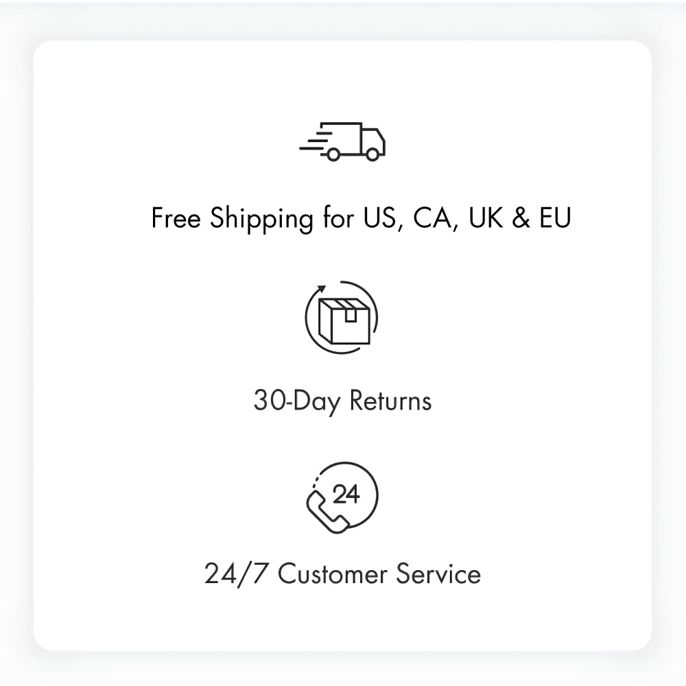 Grandmix delivery, returns, and customer support information icon panel.