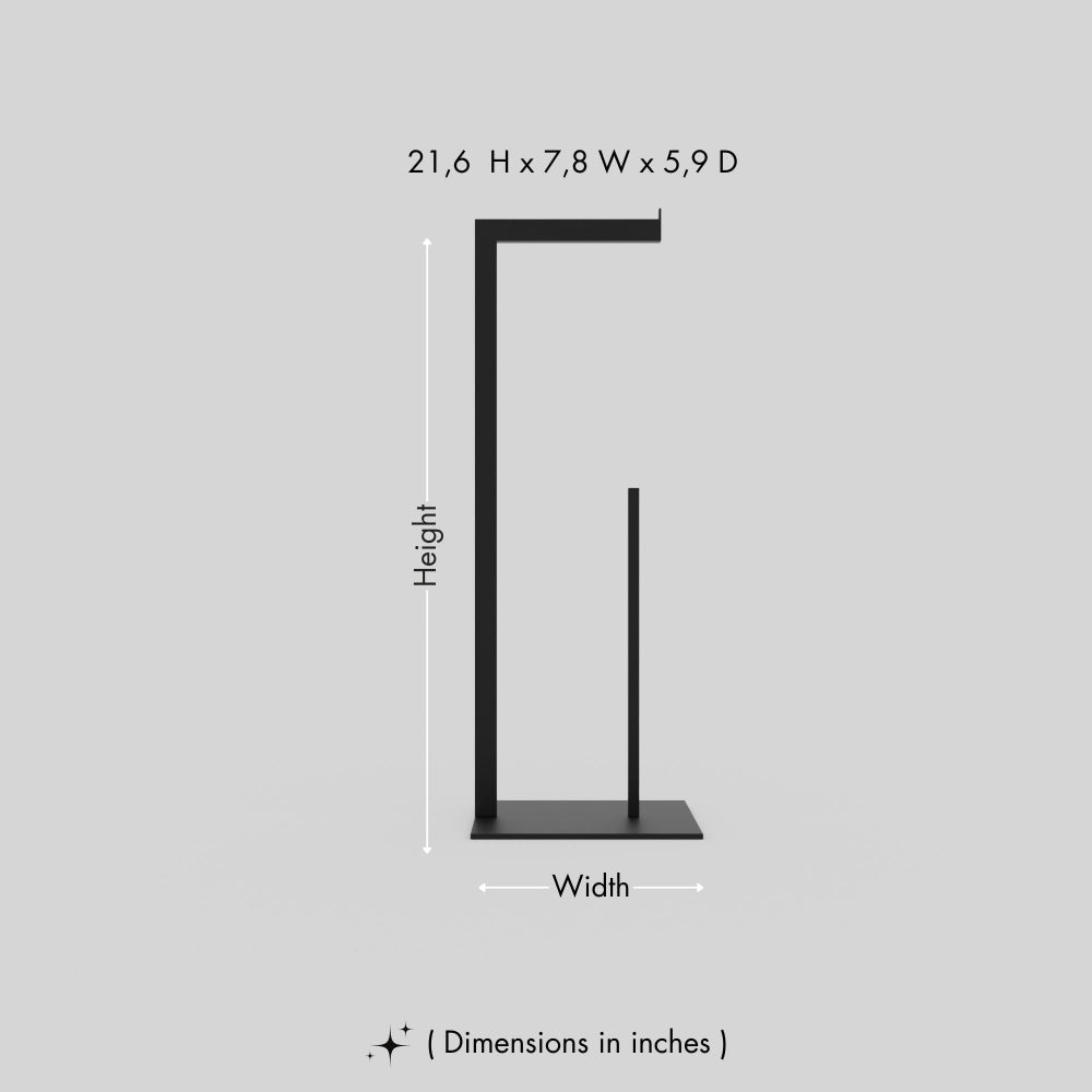 Dimension guide for Roll Holder showing product measurements and scale references for comparison.