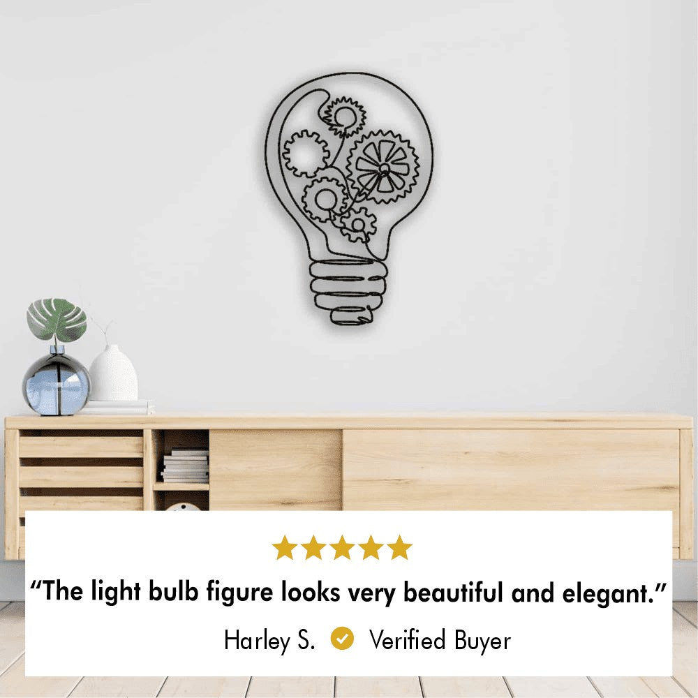 Light Bulb with Gears Metal Wall Art