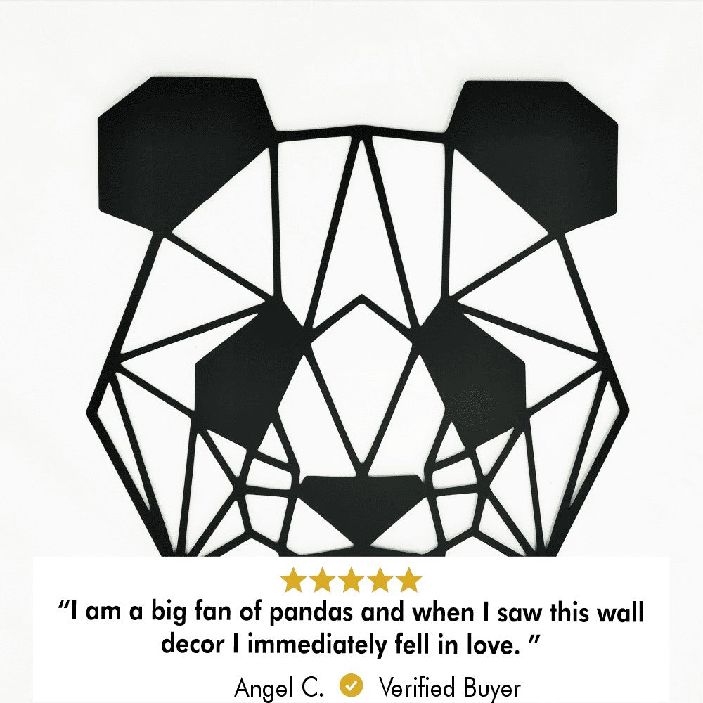 Customer photo of Geometric Panda Line Art Metal Wall Art