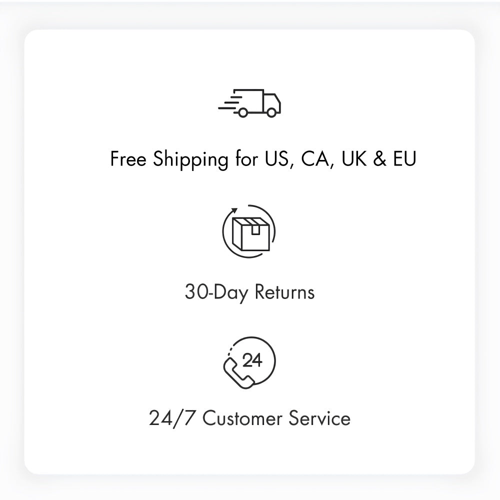 Grandmix delivery, returns, and 24/7 customer support information icon panel.