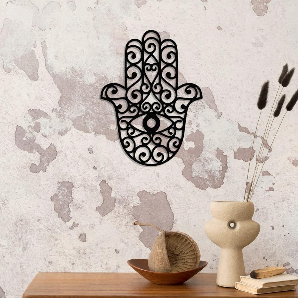 Close-up of Hamsa Hand Metal Wall Art details