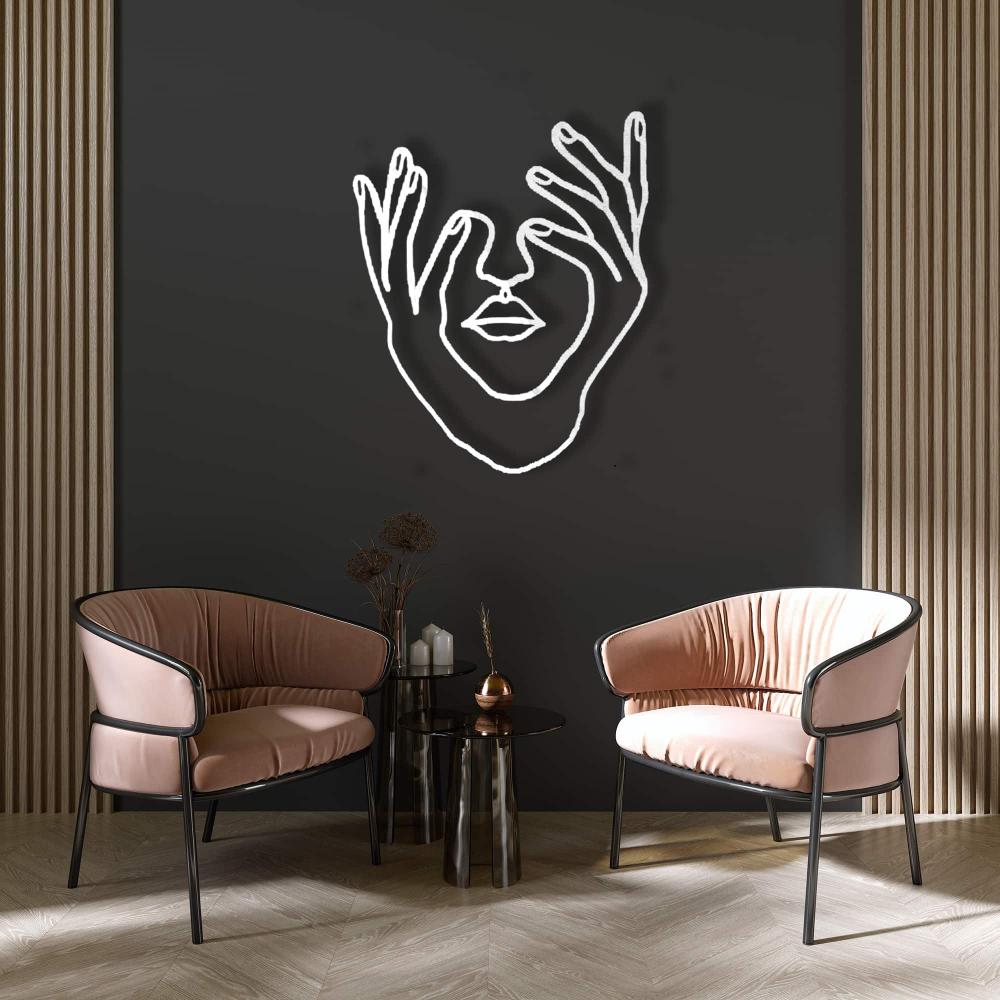 White Hands and Face Woman Metal Wall Art