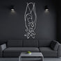 White Couple Hands Line Art Metal Wall Art in a living room