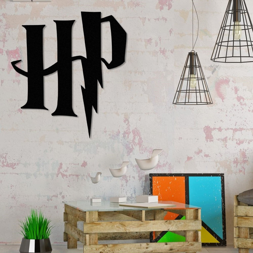 Black Harry Potter HP Logo Metal Wall Art