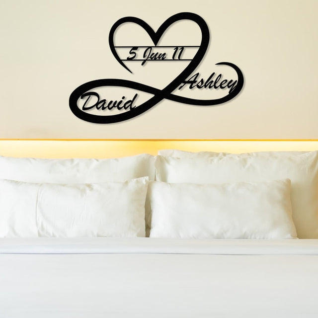 Custom Heart and Infinity Metal Wall Art – Powder-Coated Personalized Garage Decor