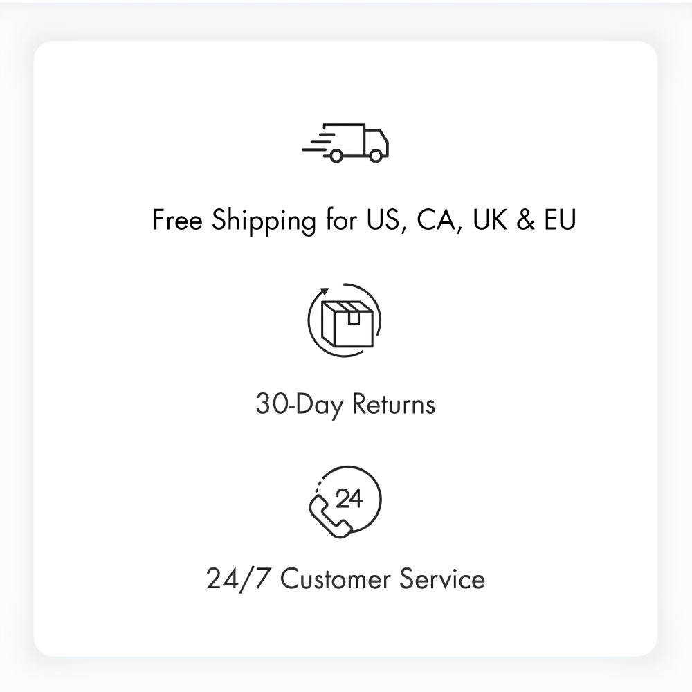 Grandmix delivery, returns, and customer support information icon panel.