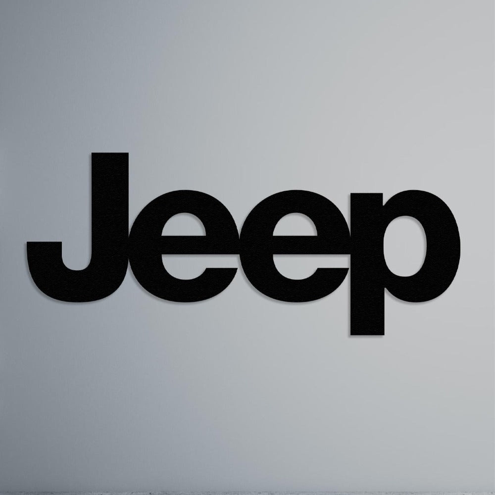 Jeep Car Logo Metal Wall Art in an office