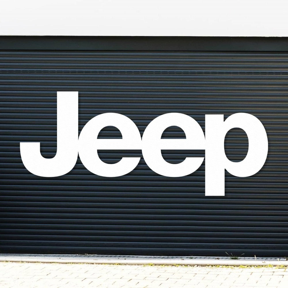 White Jeep Car Logo Metal Wall Art