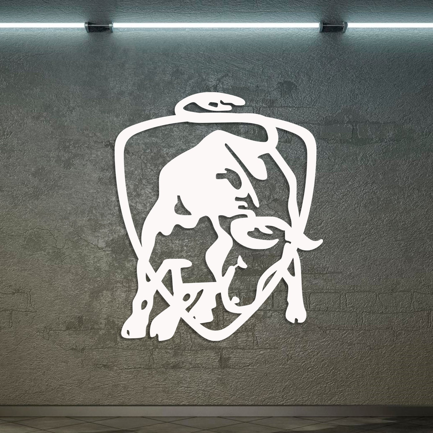 White Lamborghini Bull Logo Metal Wall Art