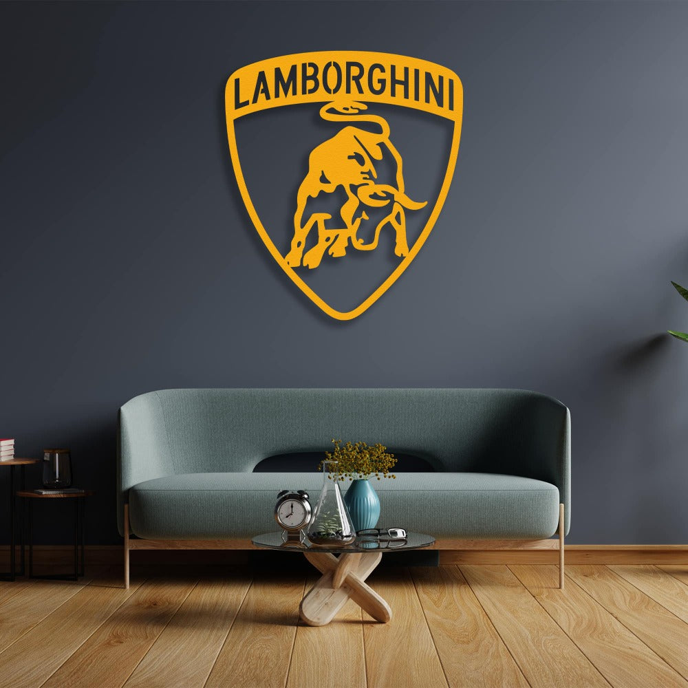 Gold Lamborghini Bull Emblem Metal Wall Art