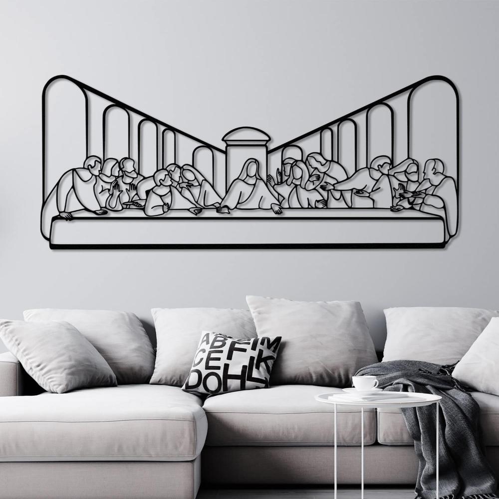 Black Last Supper Metal Wall Art in a living room
