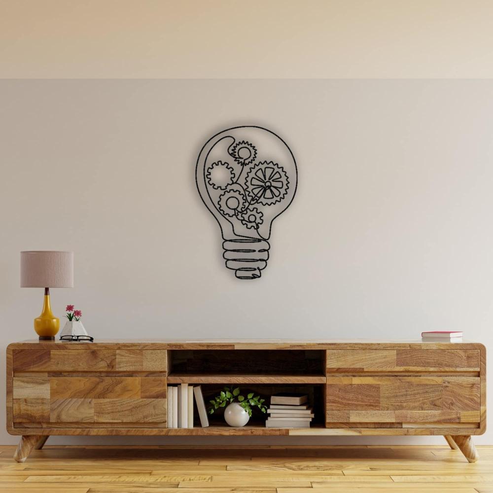 Light Bulb with Gears Metal Wall Art