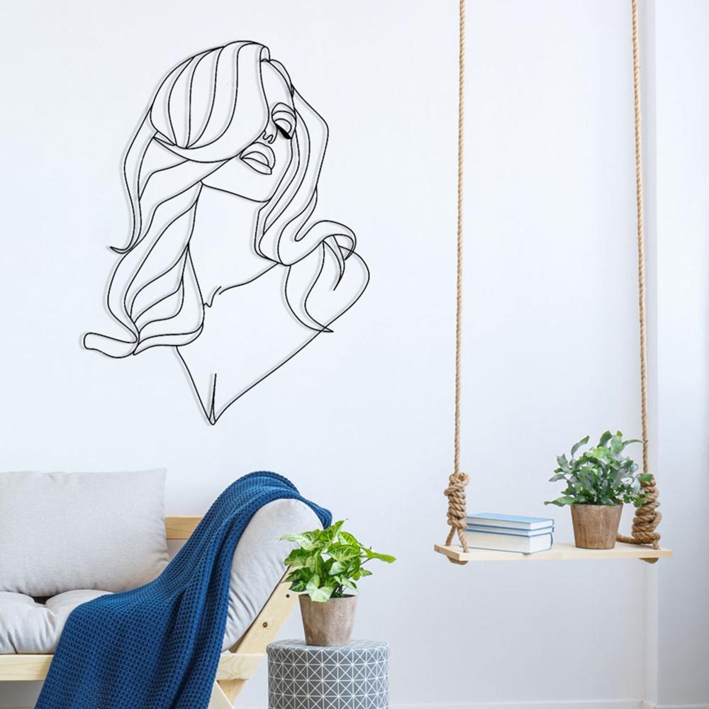 Long Hair Lady Silhouette Metal Wall Art