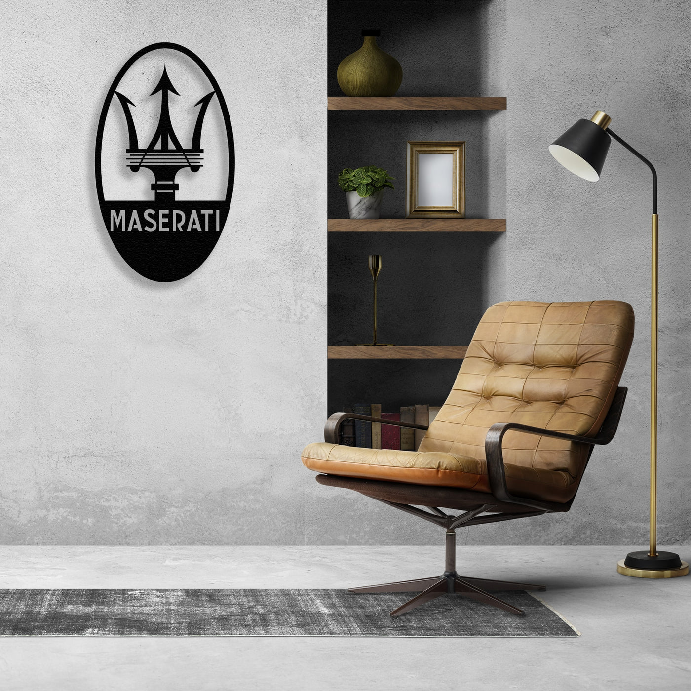 Maserati Trident Logo Metal Wall Art