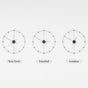 modern world clocks are on the white background.