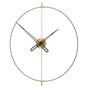Modern wall clock with gold and black design on a white background