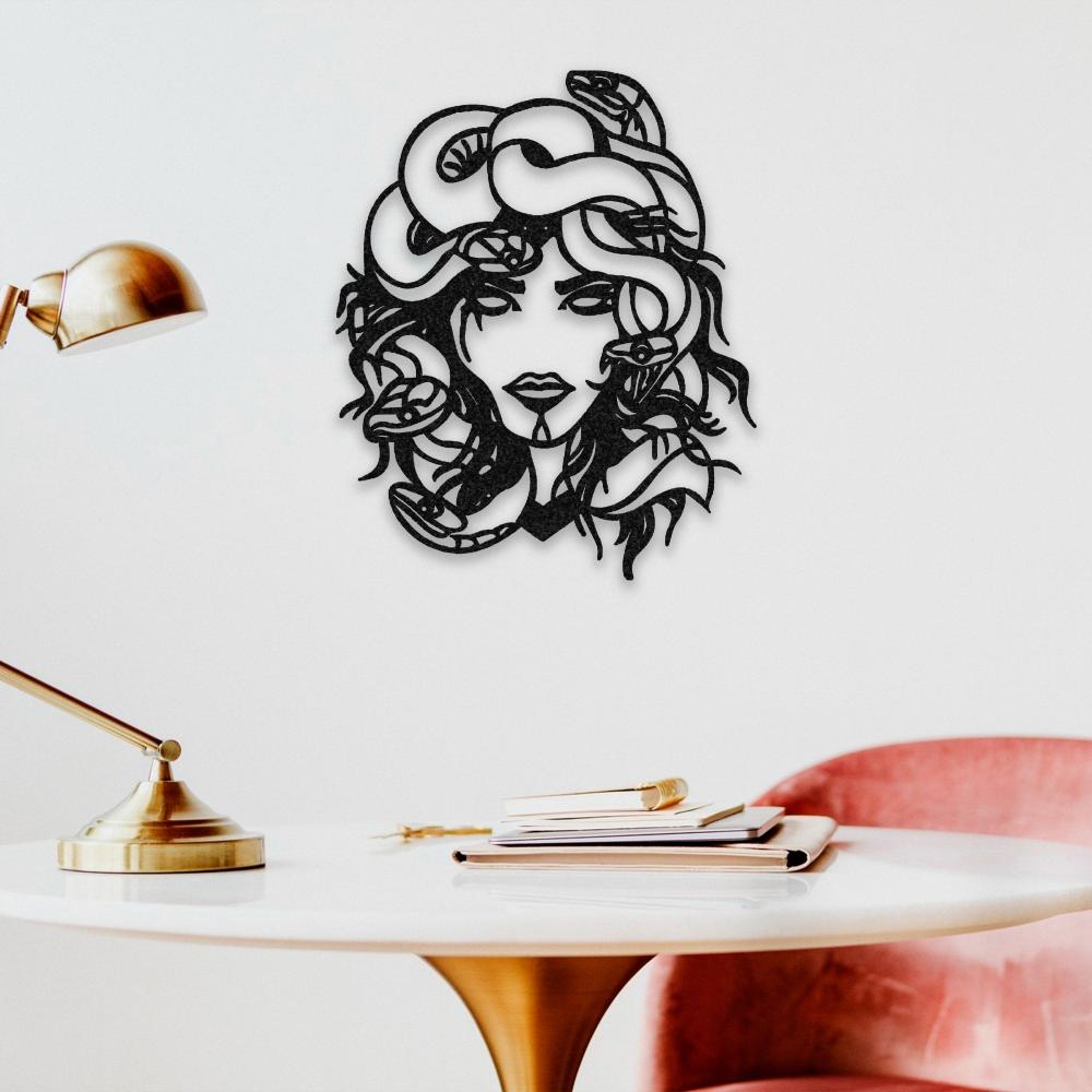 Close-up of Medusa Portrait Metal Wall Art details