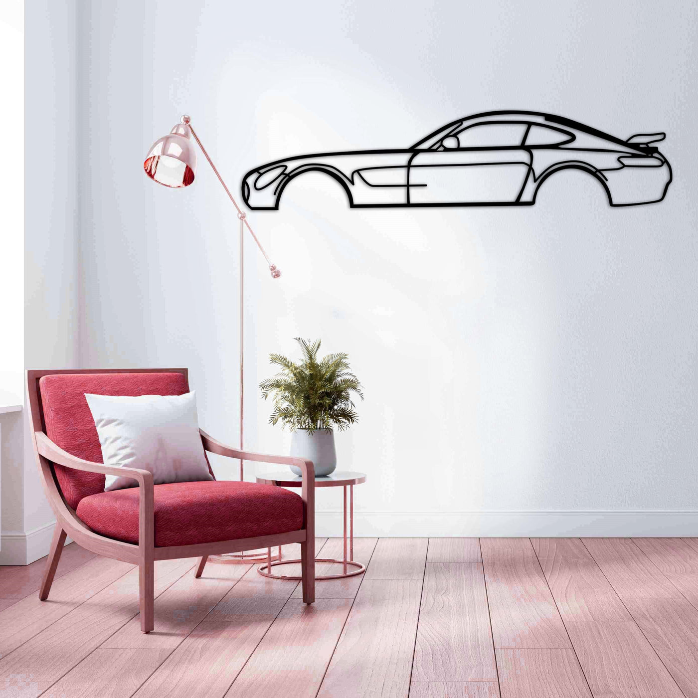 mercedes amg gtr car silhouette with chair