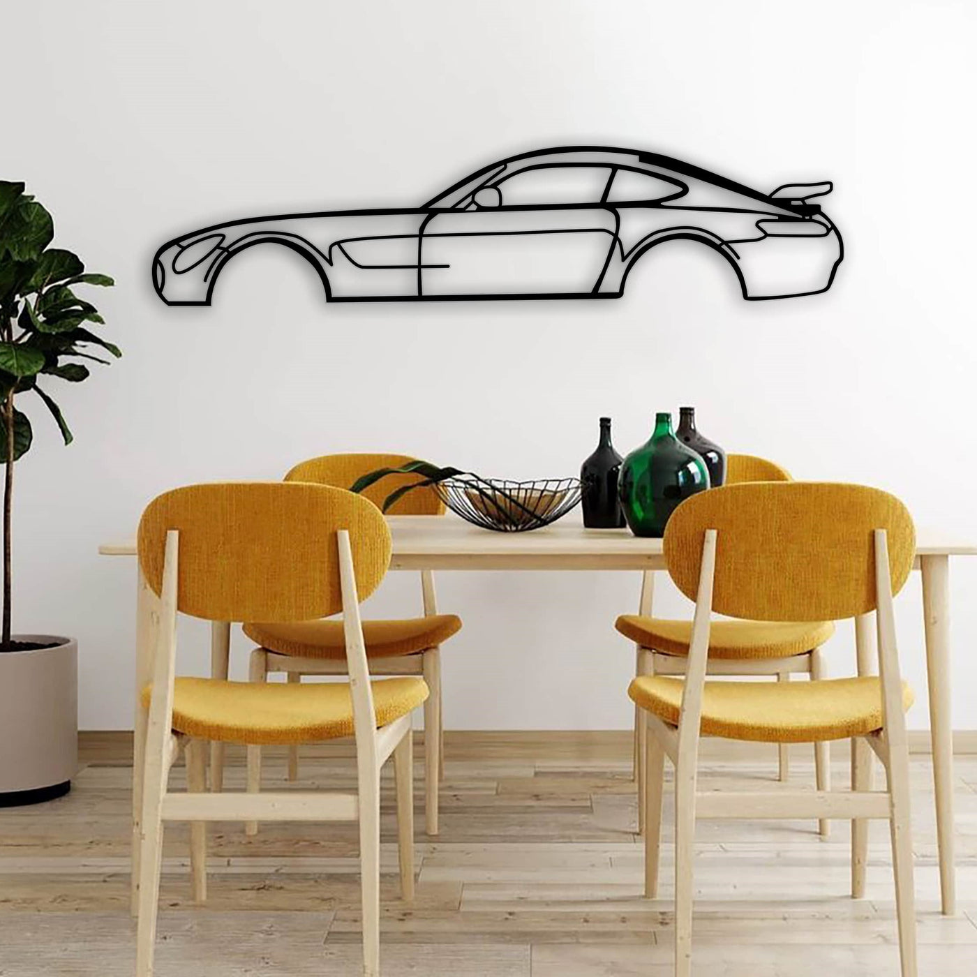 Mercedes AMG GTR Car Silhouette Metal Wall Art