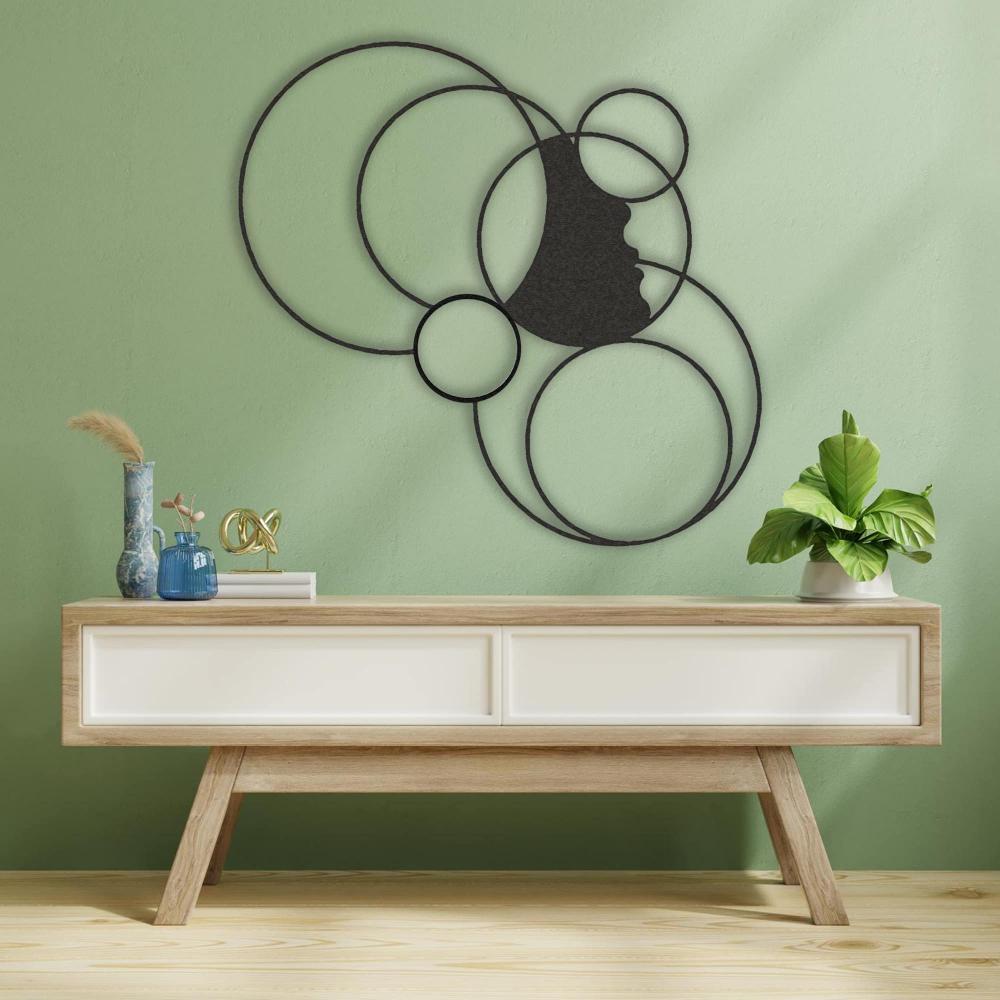 Black Girl and Circles Geometric Metal Wall Art