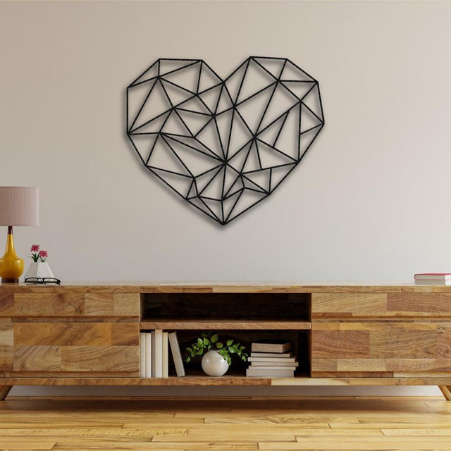 Geometric Heart Metal Wall Art – Powder-Coated Geometric Office Single-Piece Decor