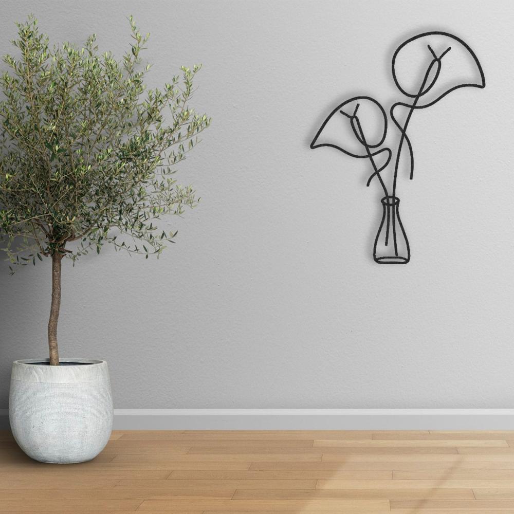Black Leaves in Vase Metal Wall Art