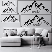 Size chart for Mountain Range Metal Wall Art variants