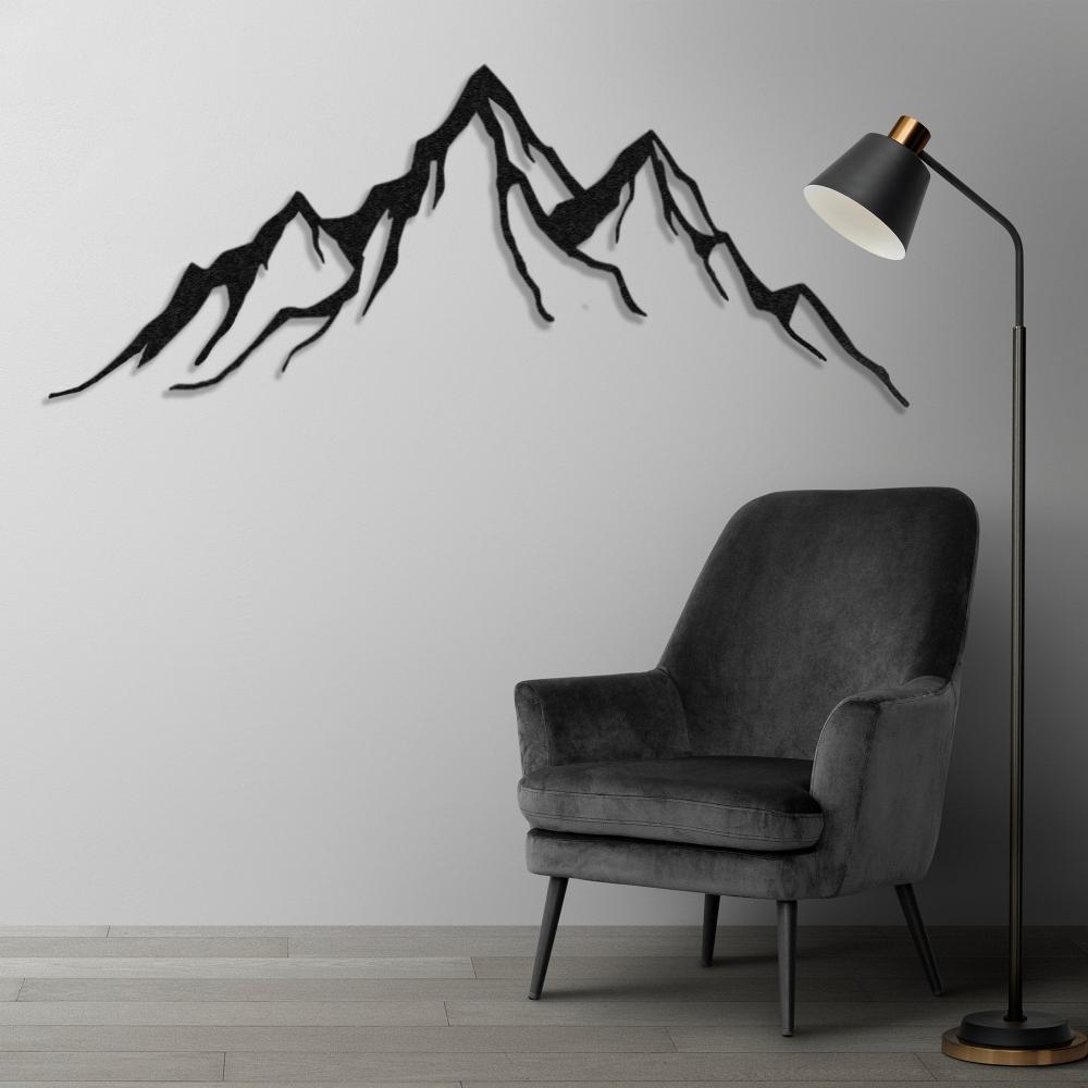 Mountain Range Metal Wall Art in a living room