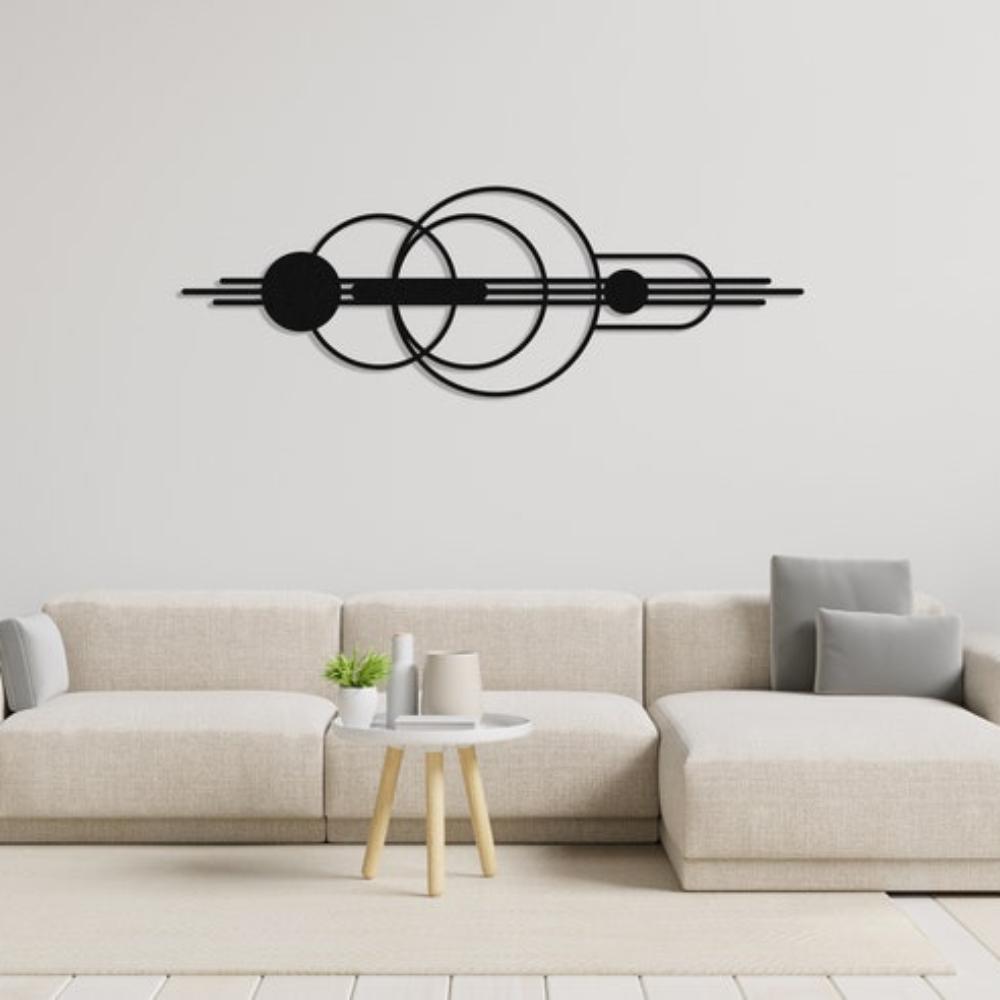 Mid-Century Geometric Metal Wall Art in a living room
