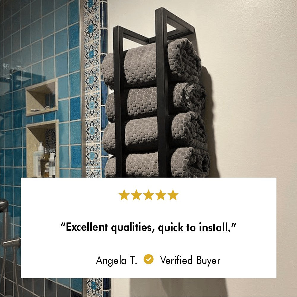 Modern Towel Rack & Holder mounted in a modern bathroom setting.