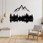 Mountain Peaks and Trees Metal Wall Art in a living room
